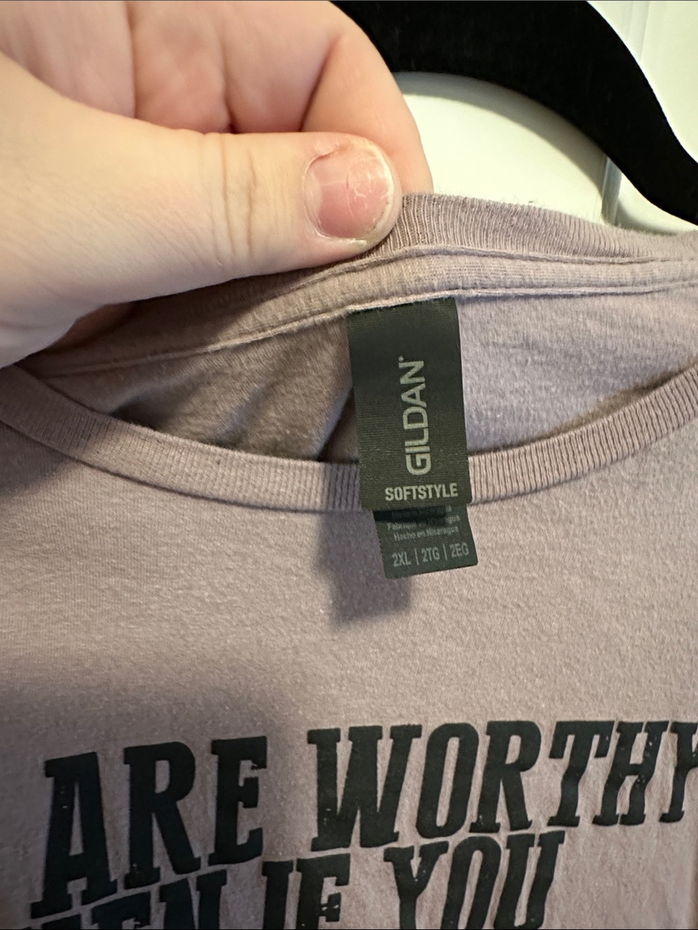 Gildan Mauve Pink "You Are Worthy" Butterfly Graphic Tee - Picture 2 of 4